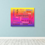 虹のファミリーライン字雲ネームコラージュ キャンバスプリント (インサイチュ (ウッドフロア))