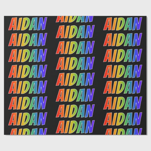 虹のファーストネーム「AIDAN」;おもしろい&カラフルAIDAN ラッピングペーパー (フラット)
