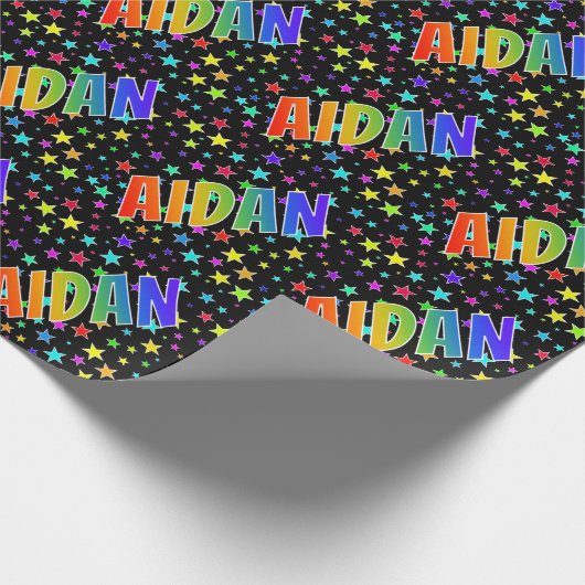 虹のファーストネーム"AIDAN" +スター ラッピングペーパー (角)