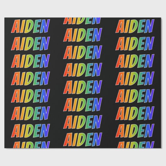 虹のファーストネーム「AIDEN」;おもしろいカラフル&DJ ラッピングペーパー (フラット)