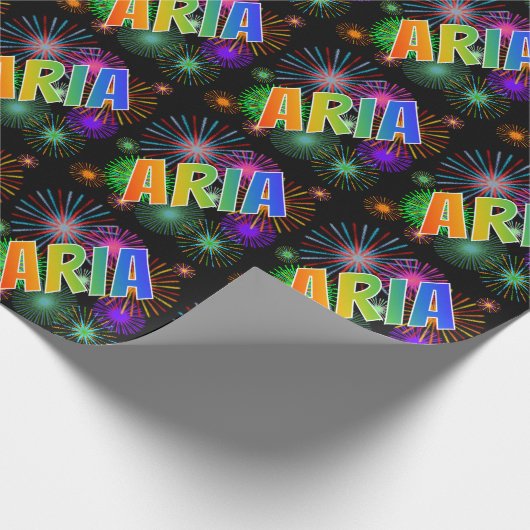 虹のファーストネーム"ARIA" + 花火 ラッピングペーパー (角)