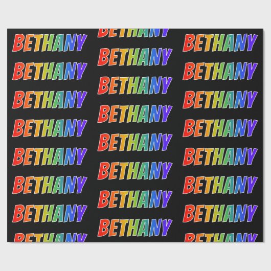 虹のファーストネーム“BETHANY”;楽しくてカラフル ラッピングペーパー (フラット)