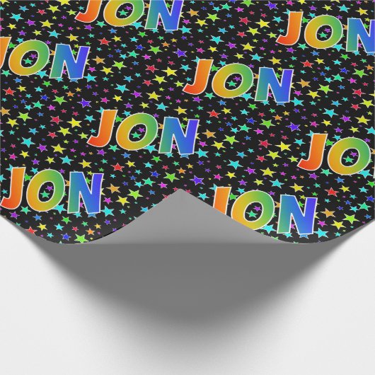 虹のファーストネーム "JON" + 星 ラッピングペーパー (角)
