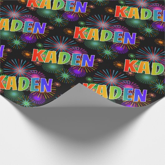 虹のファーストネーム "KADEN" + 花火 ラッピングペーパー (角)