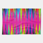 [虹のフェスタの]道化師の幾何学的なショッキングピンク キッチンタオル (横)