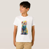 虹のフェレットイラスト子供用 Tシャツ (正面フル)