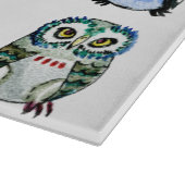 虹のフクロウおよび猫の水彩画 カッティングボード (角)