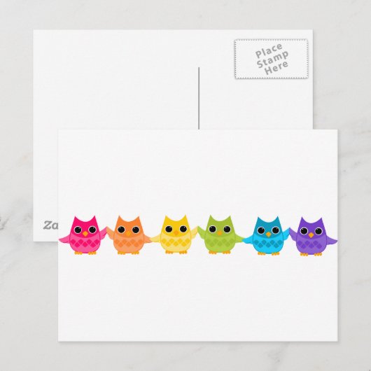 虹のフクロウ ポストカード (正面/裏面)