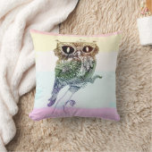 虹のフクロウ-枕 クッション (ブランケット)