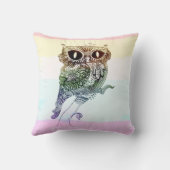 虹のフクロウ-枕 クッション (裏面)
