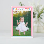 虹のフチの写真サンクスカード（子供用） サンキューカード (スタンド正面)