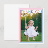 虹のフチの写真サンクスカード（子供用） サンキューカード (正面/裏面)