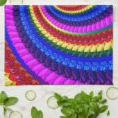 虹のフラクタルの芸術の渦巻パターン キッチンタオル (折り畳み)