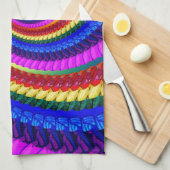 虹のフラクタルの芸術の渦巻パターン キッチンタオル (四つ折り)