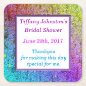 [虹のフローラ枠]抽象芸術の花 スクエアペーパーコースター (正面)