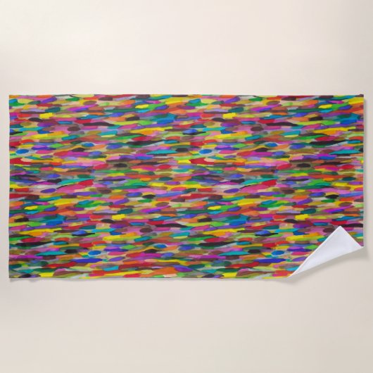 虹のブラシストローク ビーチタオル (正面)