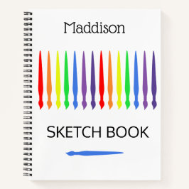 虹のブ絵を描ラシスケッチブックあなたの名前 ノートブック