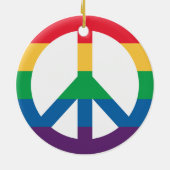 虹のプライドのピースサインのオーナメント セラミックオーナメント (裏面)
