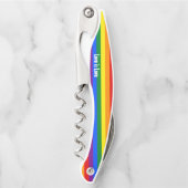 虹のプライドの旗のコルクせん抜き ソムリエナイフ (正面)