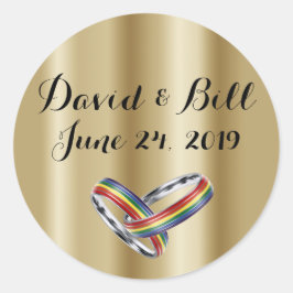 虹のプライドの結婚式招待状の封筒のステッカー ラウンドシール