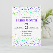 虹のプライド月のゲイパレードおもしろいモダン紙吹雪 招待状 (スタンド正面)