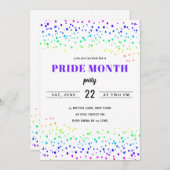 虹のプライド月のゲイパレードおもしろいモダン紙吹雪 招待状 (正面/裏面)