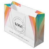 虹のプライドLGBTQブランド企業ロゴを追加 カスタムロゴを追加 ラージペーパーバッグ (正面アングル)