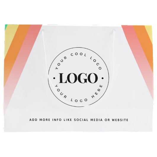 虹のプライドLGBTQブランド企業ロゴを追加 カスタムロゴを追加 ラージペーパーバッグ (裏面)