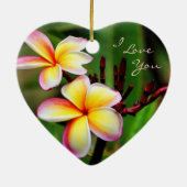 虹のプルメリア、私はオーナメント愛します セラミックオーナメント (裏面)
