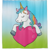 虹のヘアシャワーカーテン付きユニコーン シャワーカーテン (正面)