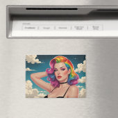 虹のヘアピンアップクラウド背景 マグネット (インサイチュ (食洗機))