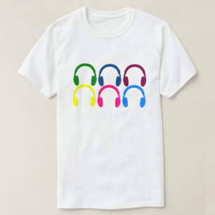 虹のヘッドホーンEDM音楽ディスコDJ Tシャツ