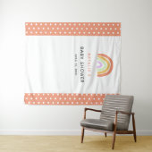 虹のベイビーシャワー キュートなカスタム背景 ピンクのパーチ タペストリー (インサイチュ(横))