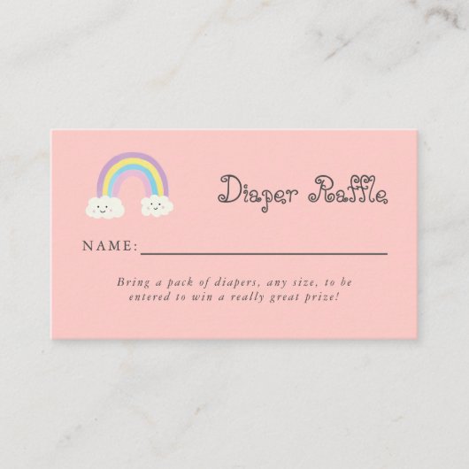 虹のベイビーシャワー ピンク おむつくじ カード 可愛い (正面)
