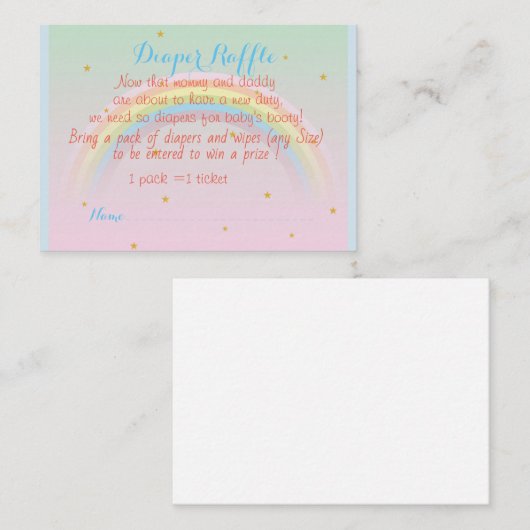 虹のベビーのおむつのラッフルのチケット 名刺 (正面/裏面)