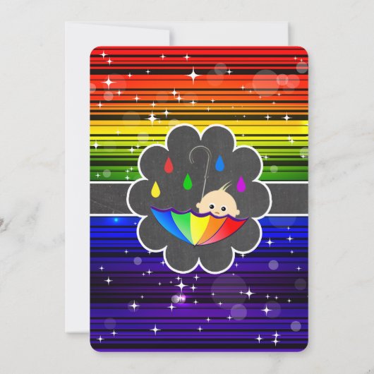 虹のベビーシャワーの招待状を雨が降ること 招待状 (裏面)