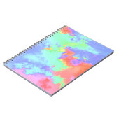 虹のペイントスプラッター効果 オレンジ 緑 青 ノートブック (左側)