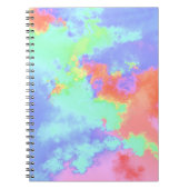 虹のペイントスプラッター効果 オレンジ 緑 青 ノートブック (正面)