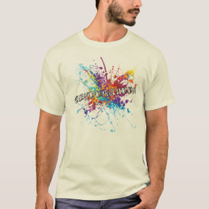 虹のペンキのしぶきのGenderqueerのTシャツ Tシャツ