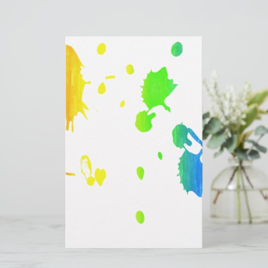 虹のペンキ(ばちゃばちゃ)跳ねる 便箋 (スタンド正面)