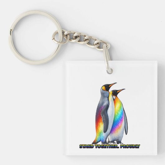虹のペンギン プライド 団結 キーホルダー (正面)