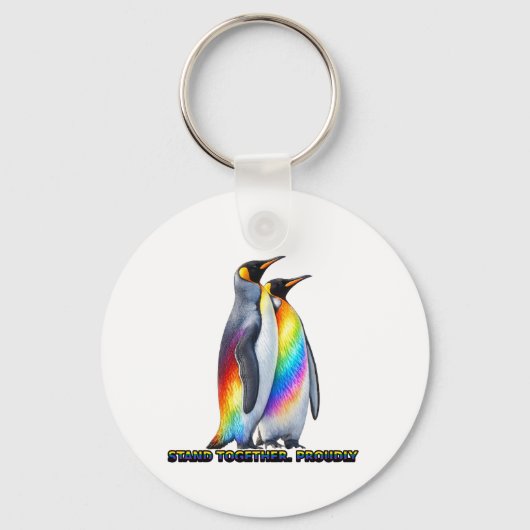 虹のペンギン プライド 団結 キーホルダー (正面)