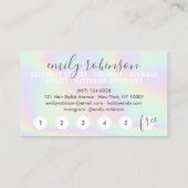 虹のホログラフィックユニコーンスクリプトのパンチサークル ロイヤリティカード (裏面)