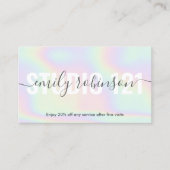 虹のホログラフィックユニコーンスクリプトのパンチサークル ロイヤリティカード (正面)