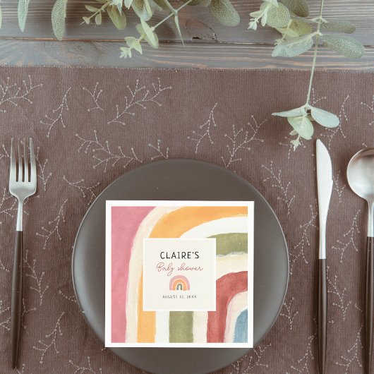 虹のボホベイビーシャワーの下 スタンダードカクテルナプキン