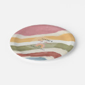 虹のボホベイビーシャワーの下 ペーパープレート (アングル)