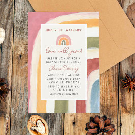 虹のボホベイビーシャワーの下 招待状