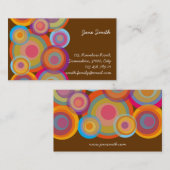 虹のポップ・アートのな円のカラフルなレトロのおもしろいの素晴しい上品 名刺 (正面/裏面)