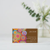 虹のポップ・アートのな円のカラフルなレトロのおもしろいの素晴しい上品 名刺 (スタンド正面)