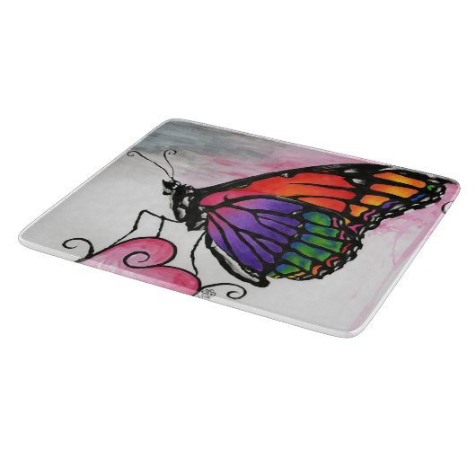 虹のマダラチョウの元のファンタジーの芸術 カッティングボード (角)